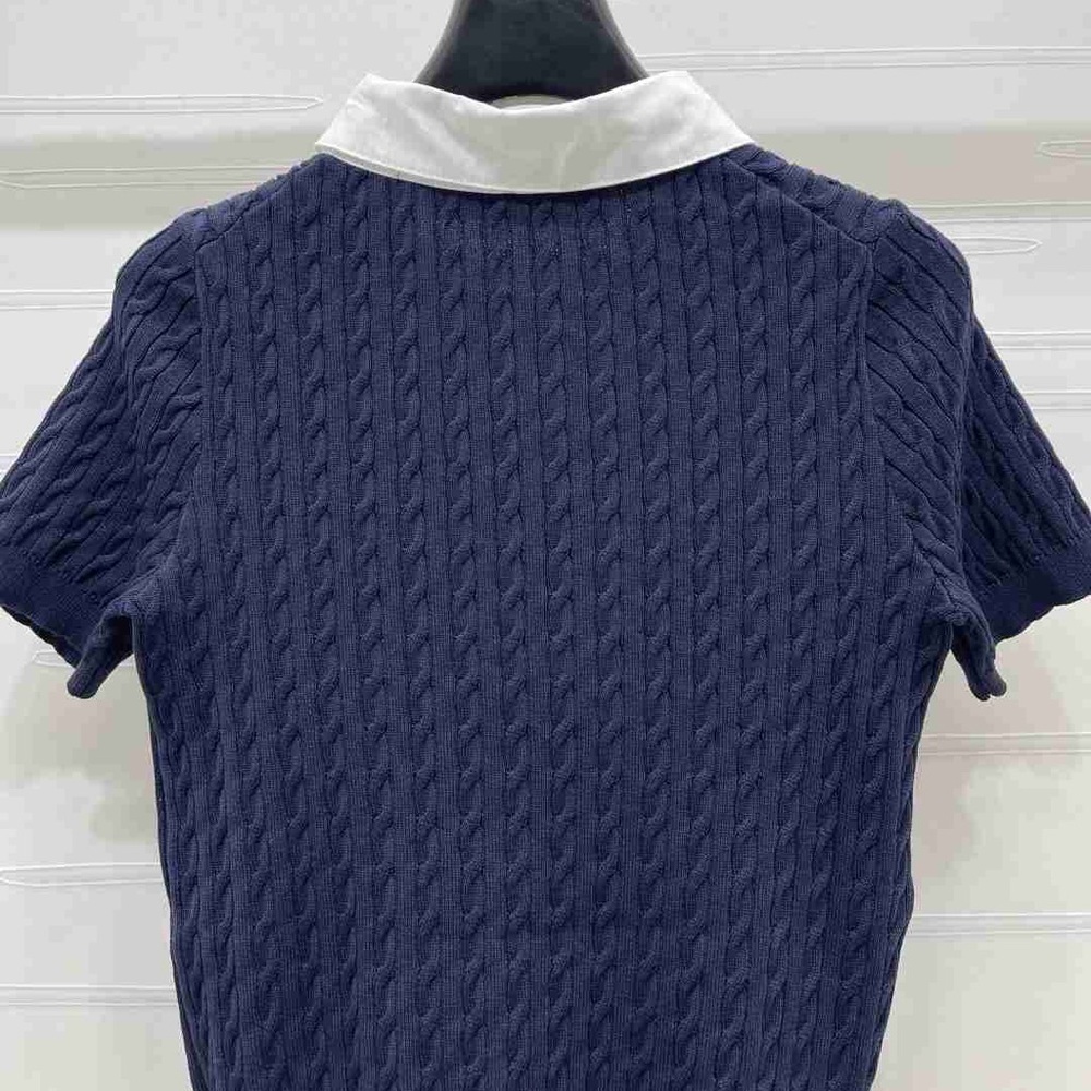 Polo Ralph Lauren Navy Cable Knit Embroidered New York Logo Knit Polo - Picture 8 of 8